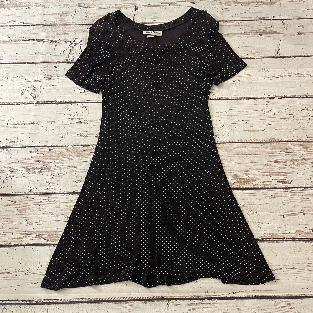 Vintage Ronni Nicole 90s Polka Dot Skater Dress Stretchy Women's Size 10  Summer